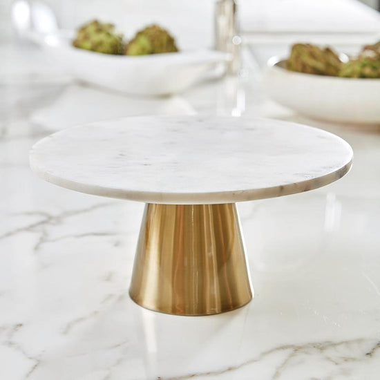 Load image into Gallery viewer, Santa Barbara Design Studio Marble &amp;amp; Brass Base Cake Stand - lily &amp;amp; onyx
