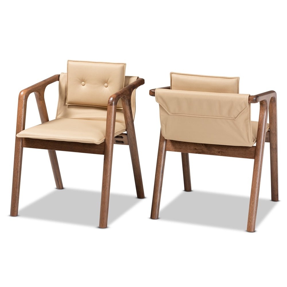
                      
                        Baxton Studio Marcena Mid Century Modern Faux Leather & Walnut Brown Finished Wood 2 Piece Dining Chair Set - lily & onyx
                      
                    