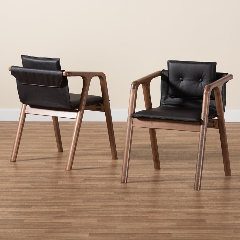 
                      
                        Baxton Studio Marcena Mid Century Modern Faux Leather & Walnut Brown Finished Wood 2 Piece Dining Chair Set - lily & onyx
                      
                    