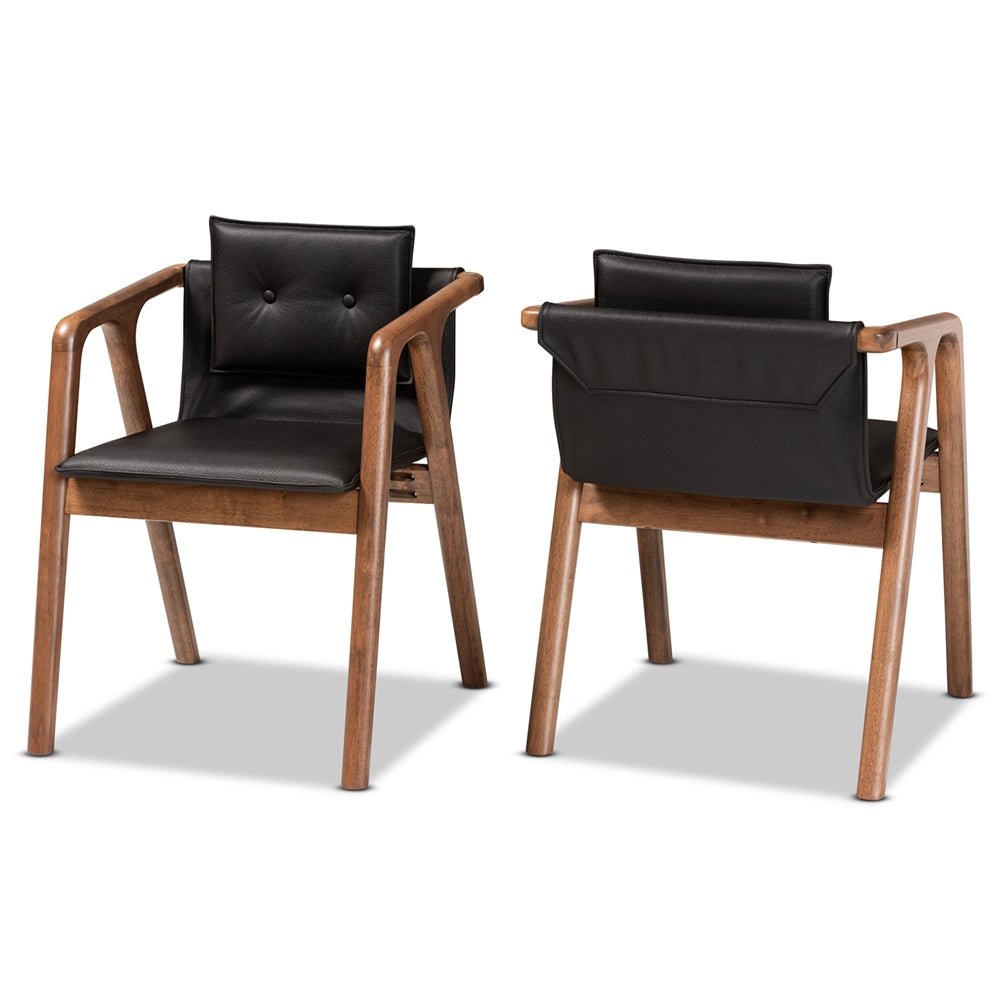 
                      
                        Baxton Studio Marcena Mid Century Modern Faux Leather & Walnut Brown Finished Wood 2 Piece Dining Chair Set - lily & onyx
                      
                    
