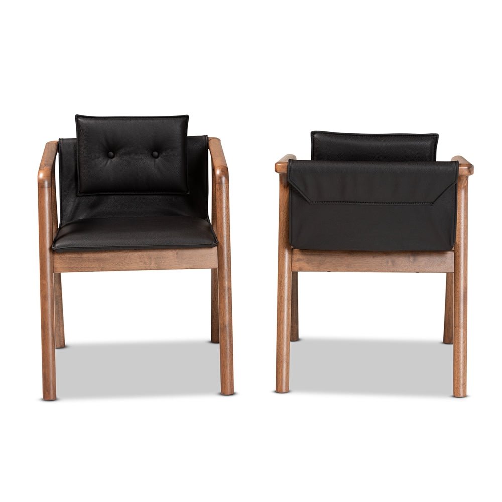 
                      
                        Baxton Studio Marcena Mid Century Modern Faux Leather & Walnut Brown Finished Wood 2 Piece Dining Chair Set - lily & onyx
                      
                    