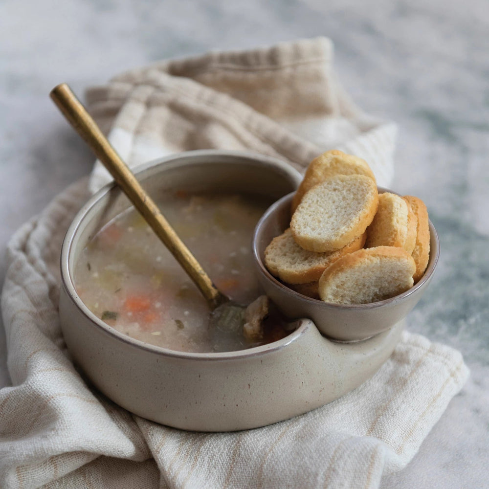 lily & onyx Matte Beige Stoneware Cracker & Soup Bowl with Reactive Glaze - lily & onyx