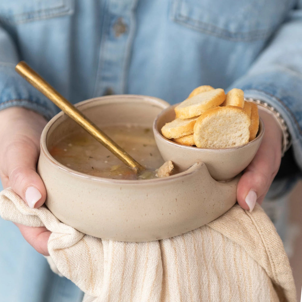lily & onyx Matte Beige Stoneware Cracker & Soup Bowl with Reactive Glaze - lily & onyx