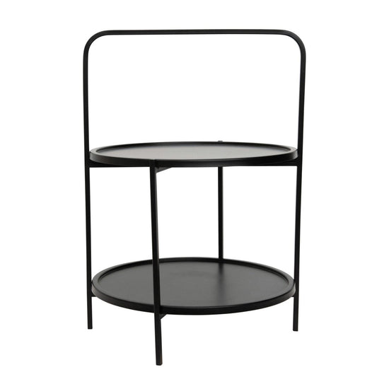 lily & onyx Matte Black 2 Tier Metal Tray Table Pedestal With Removable Tray - lily & onyx