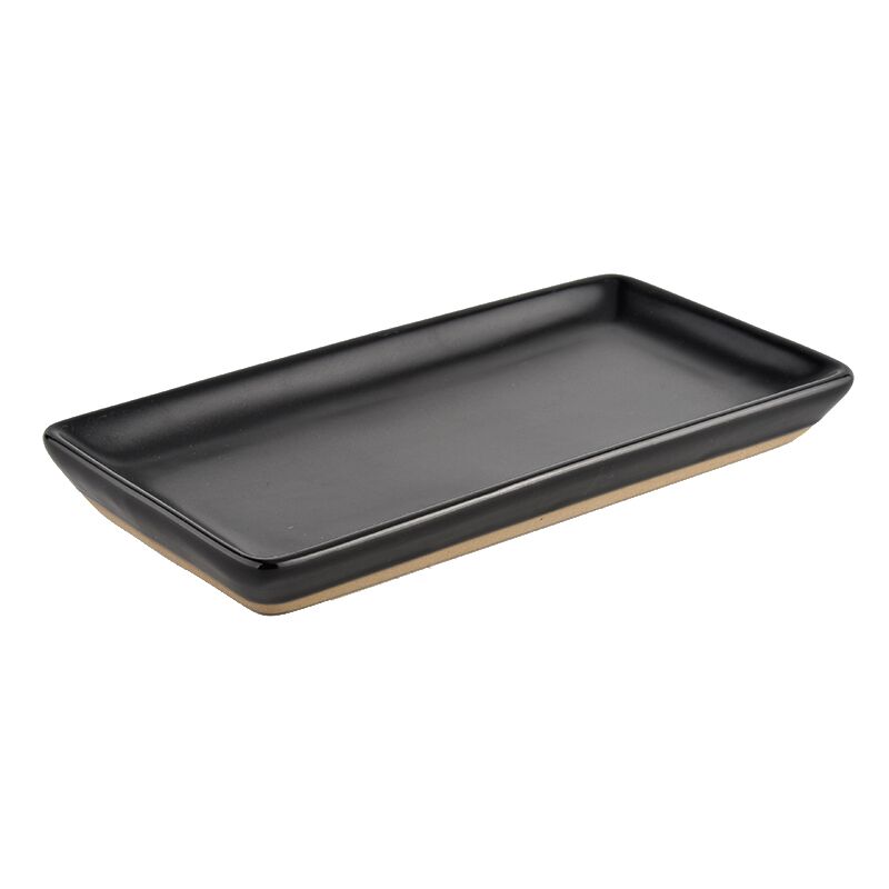 Sweet Water Decor Matte Black Stoneware Tray - lily & onyx