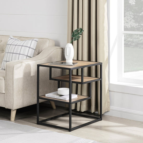 Walker Edison Maya 16" Contemporary Metal and Wood Side Table - lily & onyx