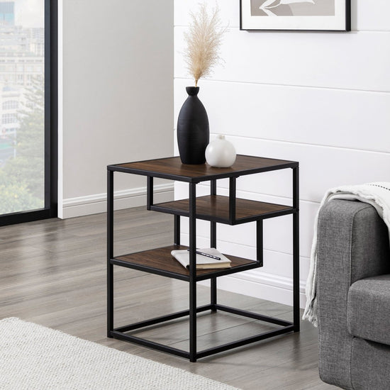 Walker Edison Maya 16" Contemporary Metal and Wood Side Table - lily & onyx
