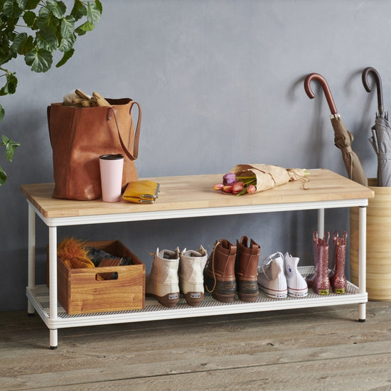 texxture Meshworks Entryway Bench, White - lily & onyx