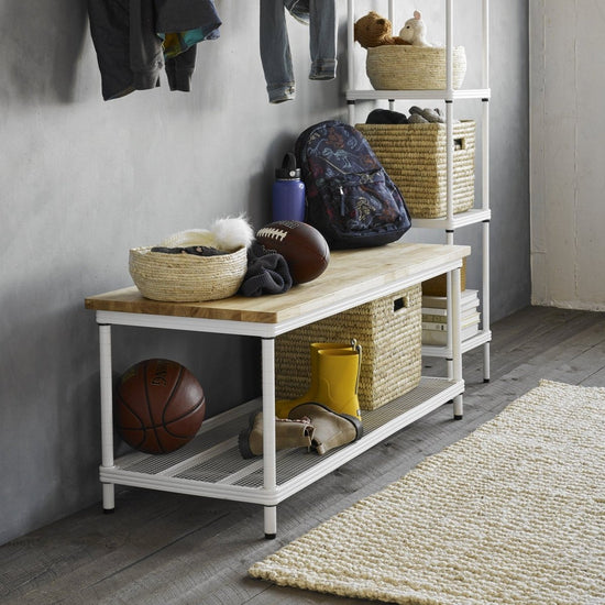 texxture Meshworks Entryway Bench, White - lily & onyx