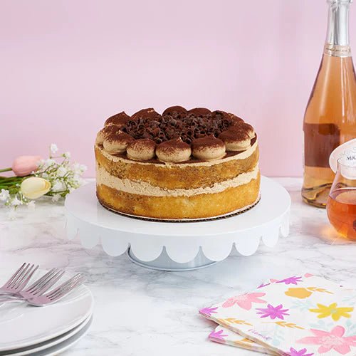 Twine Living Metal Cake Stand with Rounded Trim Accent - lily & onyx