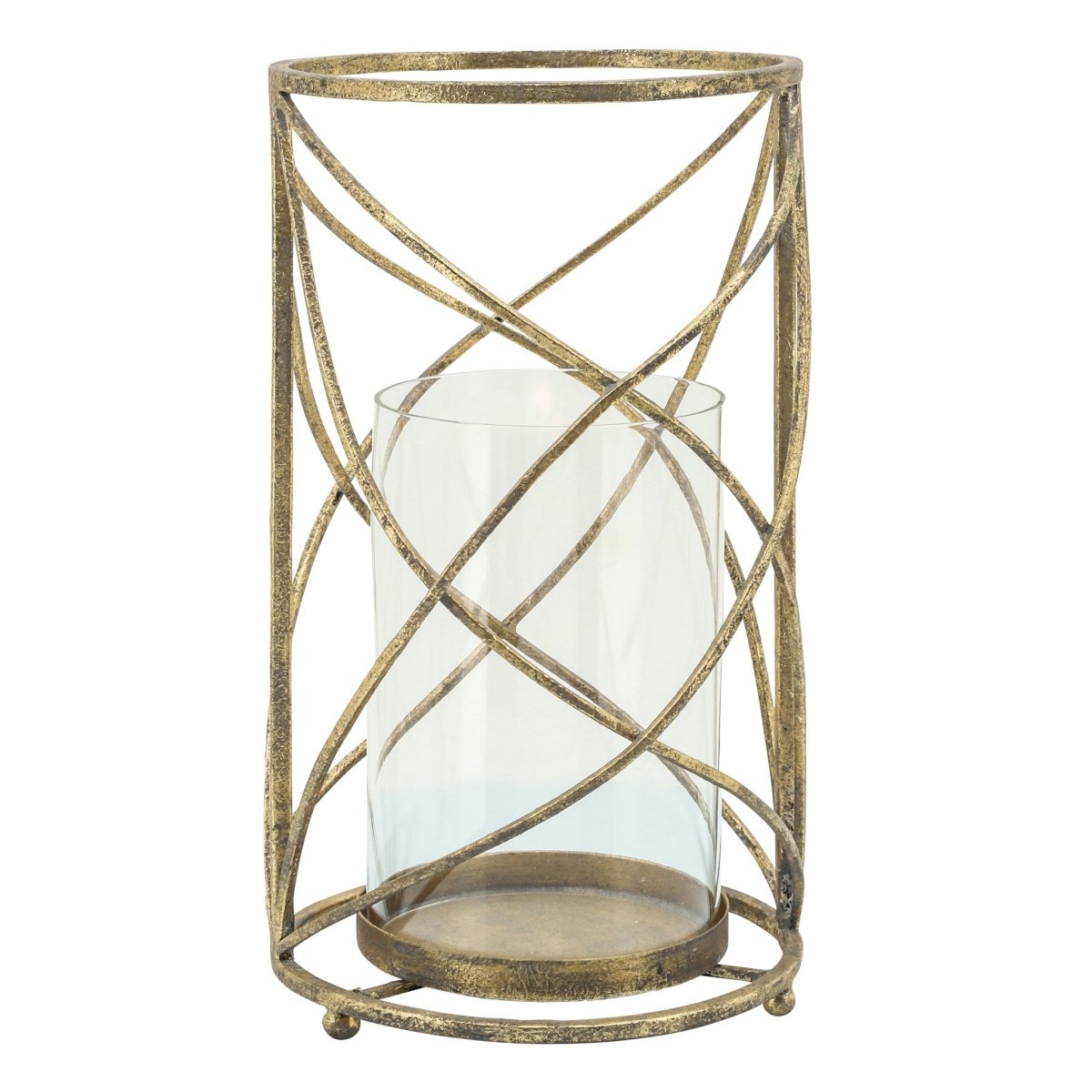 Load image into Gallery viewer, Sagebrook Home Metal Hurricane Candle Holder, Gold - lily &amp;amp; onyx
