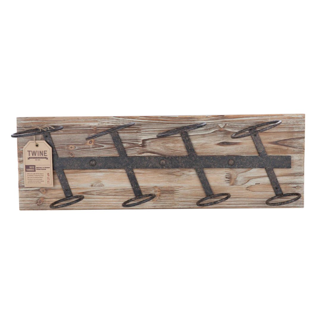 Twine Living Metal & Wood Wall-Mounted Wine Rack - lily & onyx