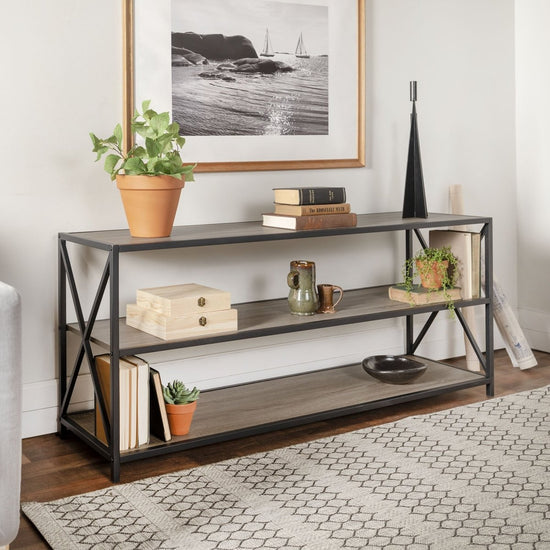 Walker Edison Metal X 60" Bookshelf - lily & onyx