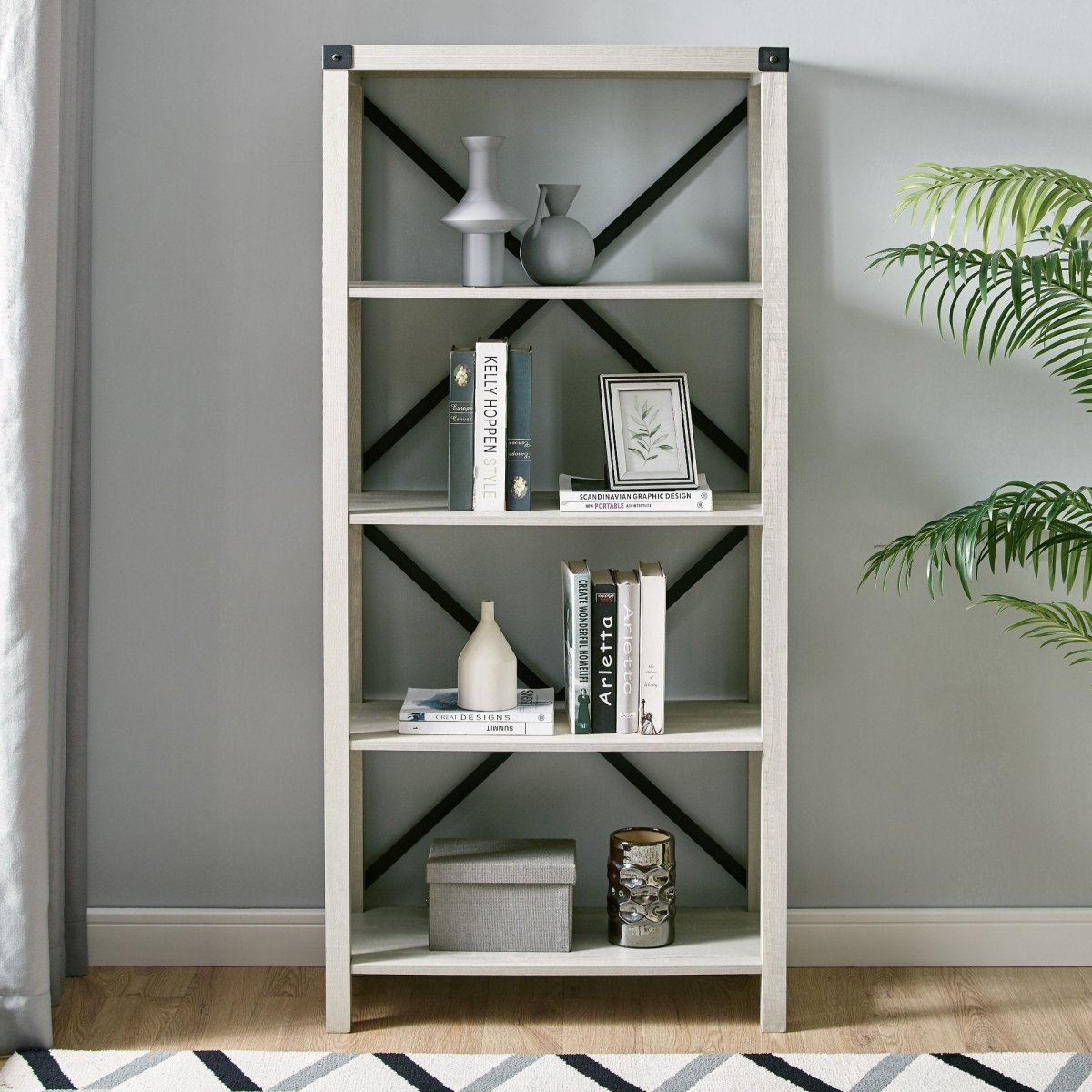 Walker Edison Metal X Bookshelf - lily & onyx