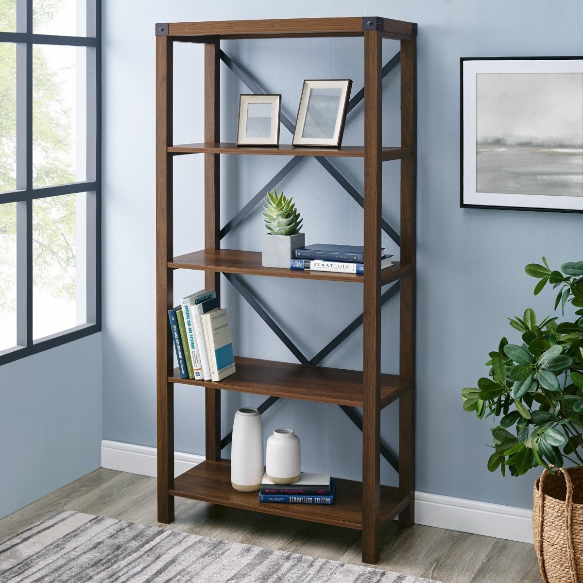 Walker Edison Metal X Bookshelf - lily & onyx