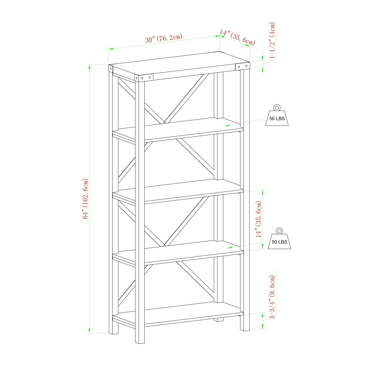 Walker Edison Metal X Bookshelf - lily & onyx