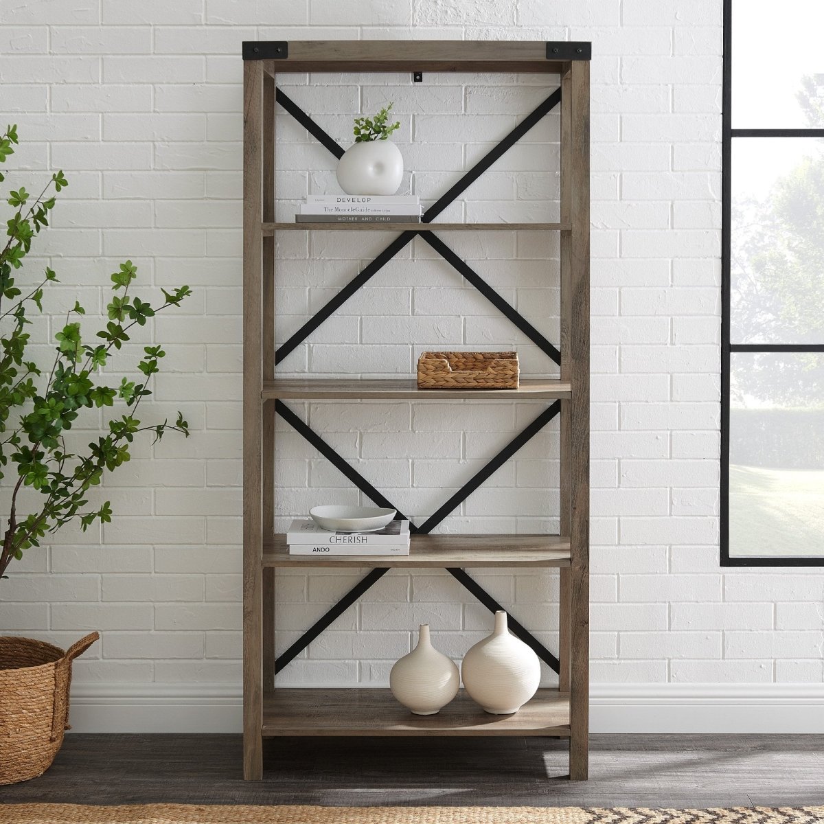 Walker Edison Metal X Bookshelf - lily & onyx