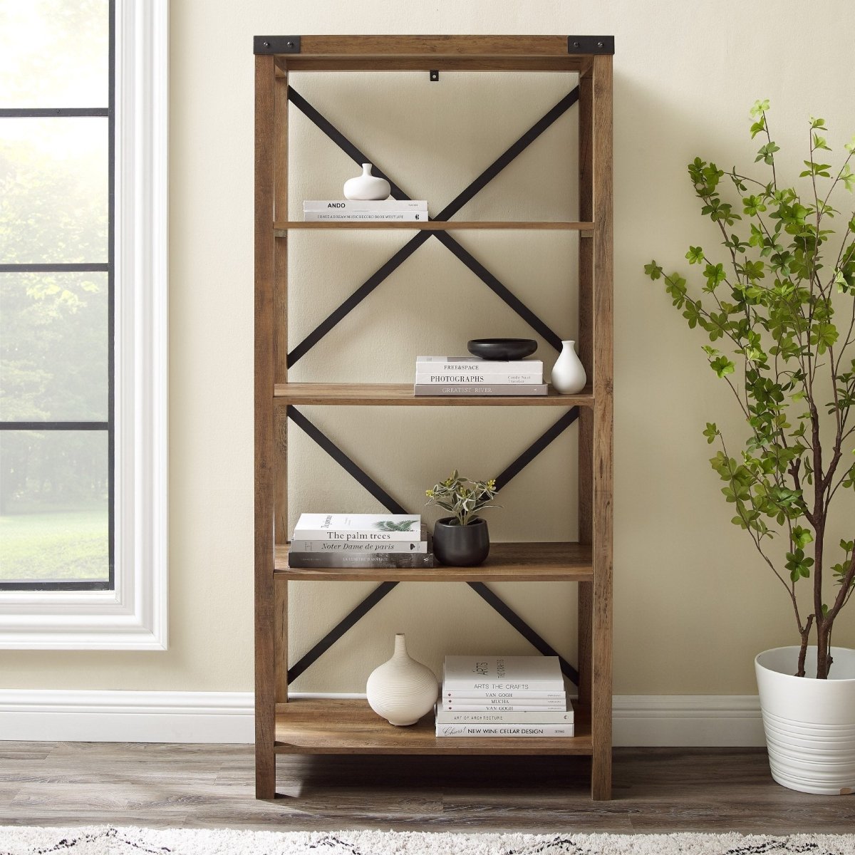 Walker Edison Metal X Bookshelf - lily & onyx