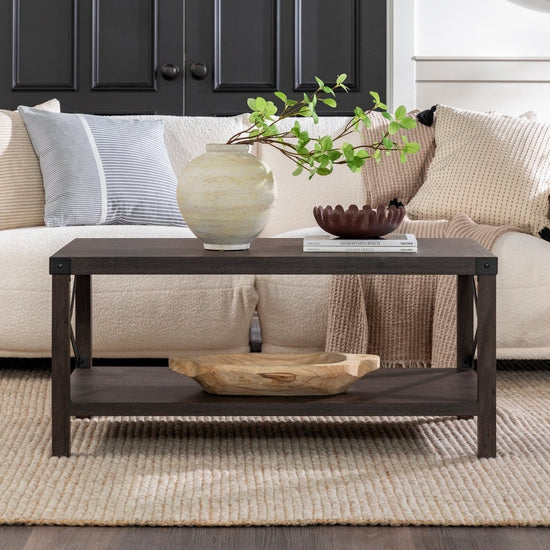 Walker Edison Metal X Coffee Table - lily & onyx