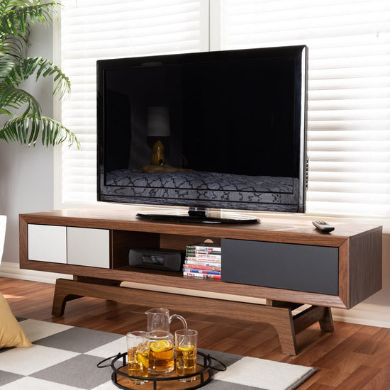 Load image into Gallery viewer, Baxton Studio Mid Century Modern Multicolor Finished Wood 3 Drawer Tv Stand - lily &amp;amp; onyx
