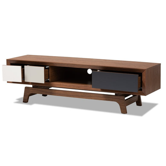 Baxton Studio Mid Century Modern Multicolor Finished Wood 3 Drawer Tv Stand - lily & onyx