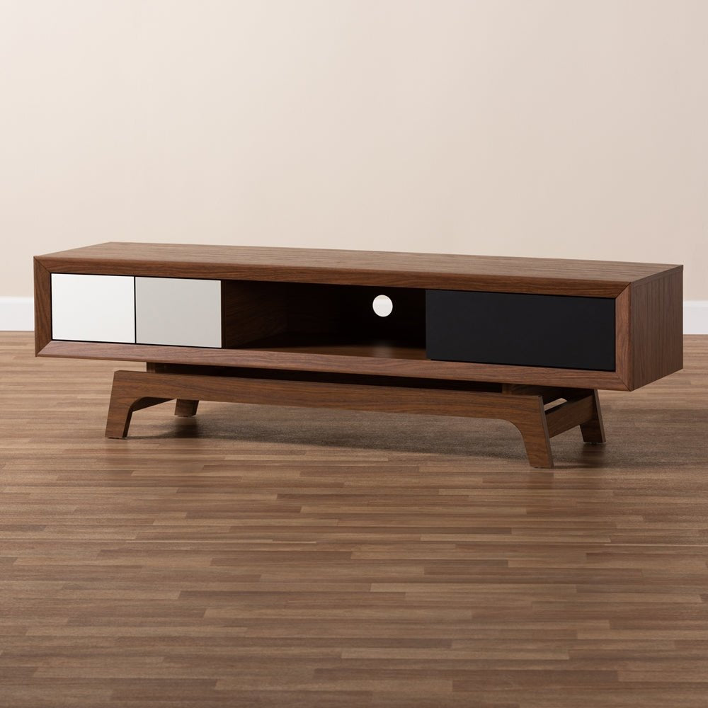 Baxton Studio Mid Century Modern Multicolor Finished Wood 3 Drawer Tv Stand - lily & onyx