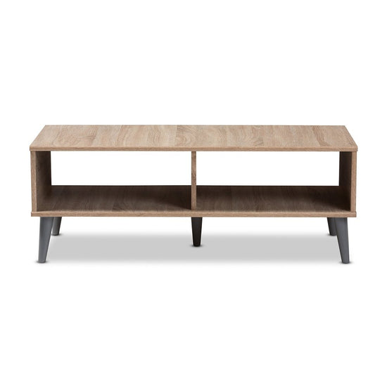 Baxton Studio Mid Century Modern Oak And Light Gray Finished Wood Coffee Table - lily & onyx