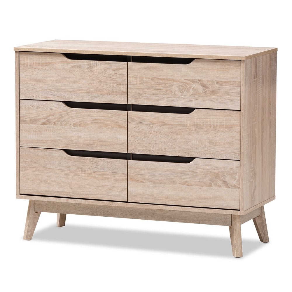 
                      
                        Baxton Studio Mid Century Modern Two Tone Oak And Gray Wood 6 Drawer Dresser - lily & onyx
                      
                    