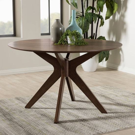 Load image into Gallery viewer, Baxton Studio Mid Century Modern Walnut Wood 47&amp;quot; Round Dining Table - lily &amp;amp; onyx
