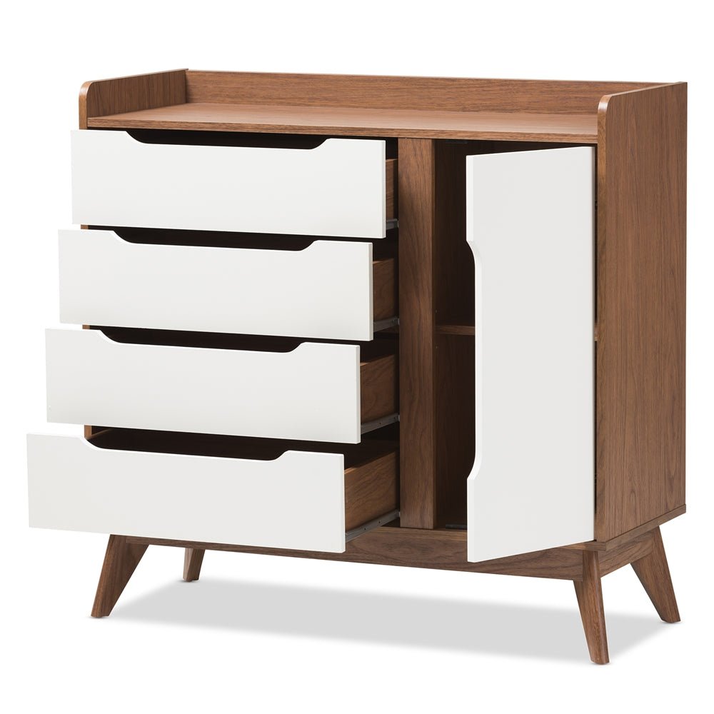 Mette Walnut Finished Wood Shoe Cabinet White - Baxton Studio : Target