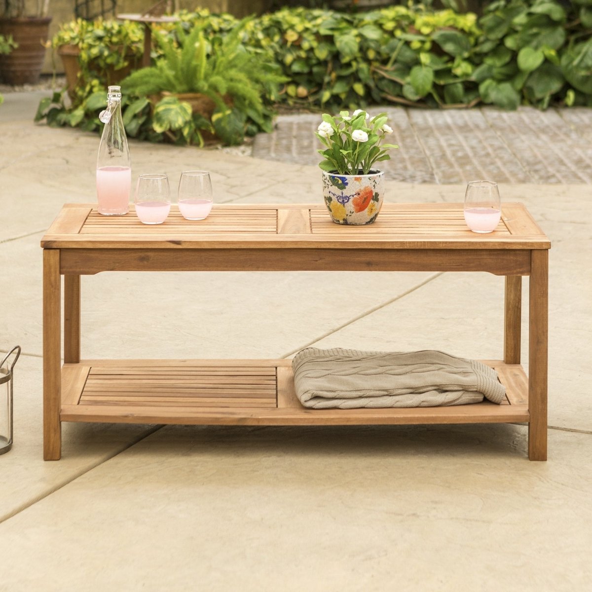 Walker Edison Midland Acacia Wood Patio Coffee Table