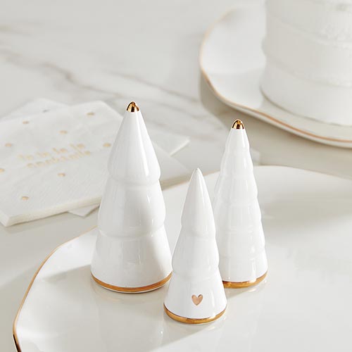 Santa Barbara Design Studio Mini Ceramic Trees, White & Gold - Set of 9 - lily & onyx
