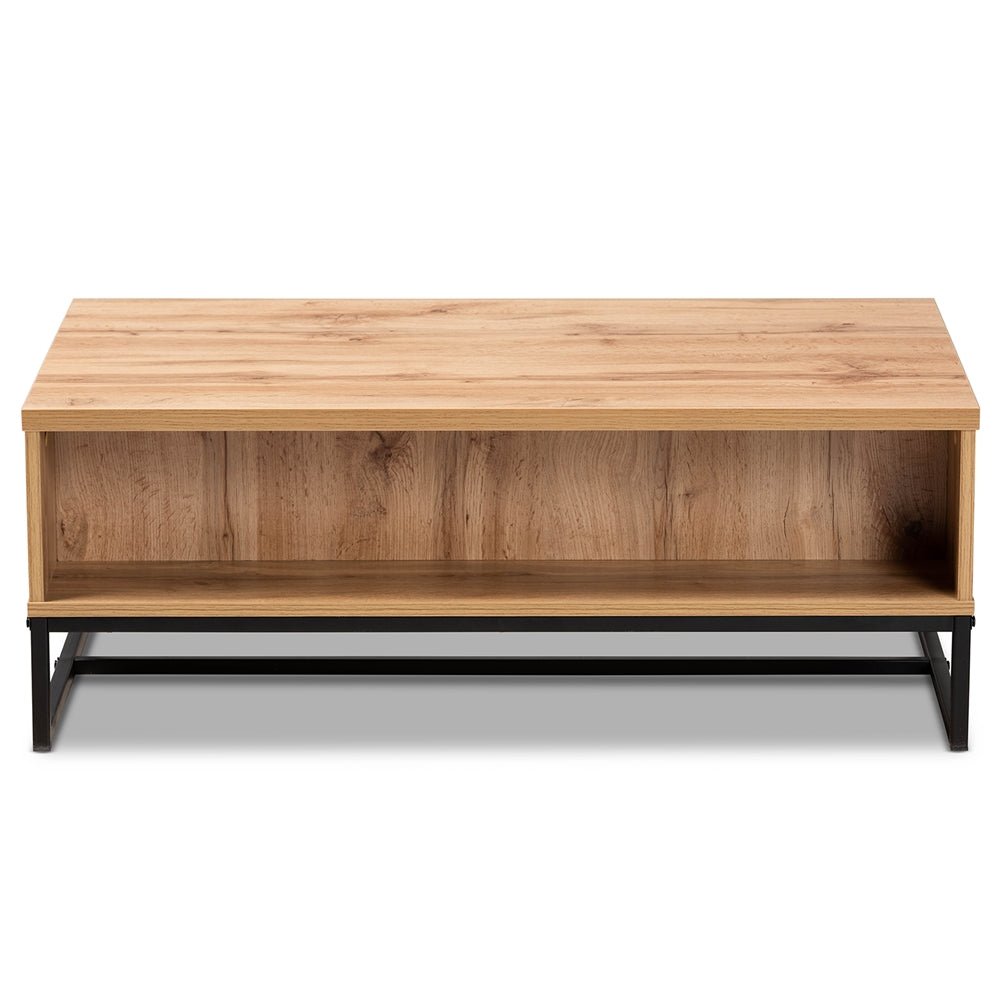 
                      
                        Baxton Studio Modern And Contemporary Oak Brown Finished Wood And Black Finished Metal 2 Drawer Coffee Table - lily & onyx
                      
                    