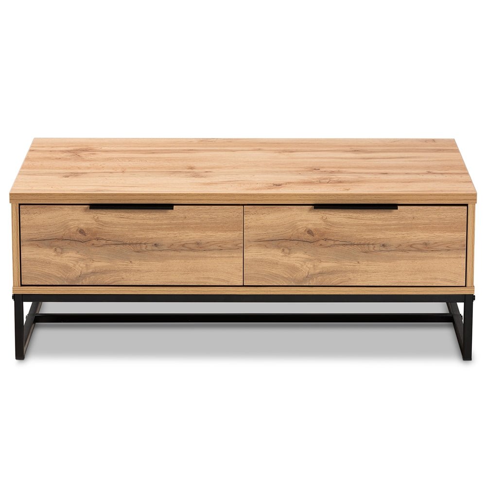 
                      
                        Baxton Studio Modern And Contemporary Oak Brown Finished Wood And Black Finished Metal 2 Drawer Coffee Table - lily & onyx
                      
                    