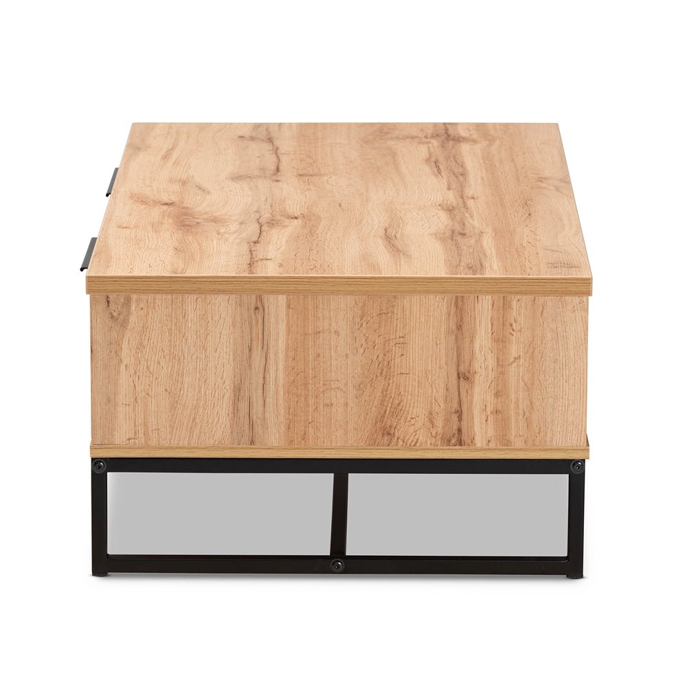 
                      
                        Baxton Studio Modern And Contemporary Oak Brown Finished Wood And Black Finished Metal 2 Drawer Coffee Table - lily & onyx
                      
                    