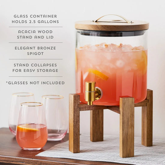 juice dispenser wooden base