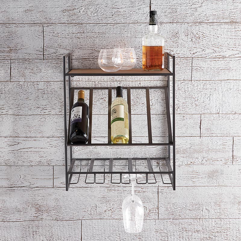 47th & Main Modern Wood & Metal Wine Shelf - lily & onyx