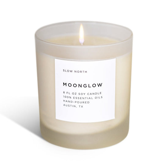 Slow North Moonglow | Patchouli + Cinnamon + Black Pepper | Frosted Candle, 8 oz - lily & onyx