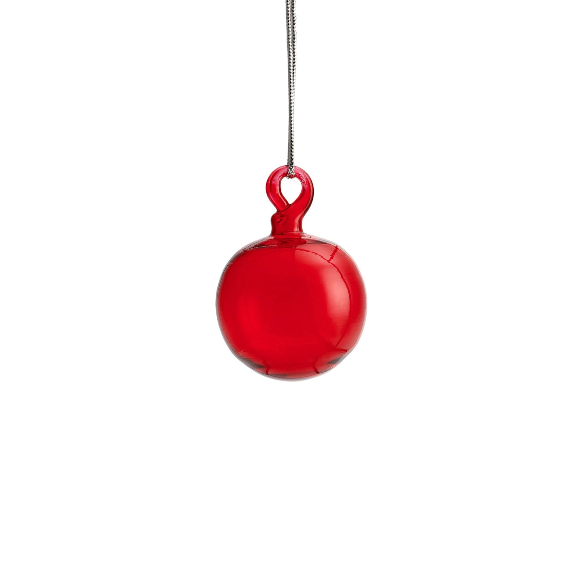 Moroah™ Mouth Blown 2 Inch Red Glass Ornament against white background