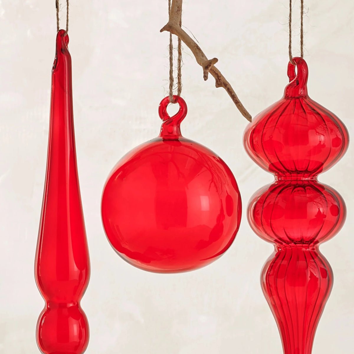 texxture Moroah™ Red Glass Ornament, Set of 4 - lily & onyx