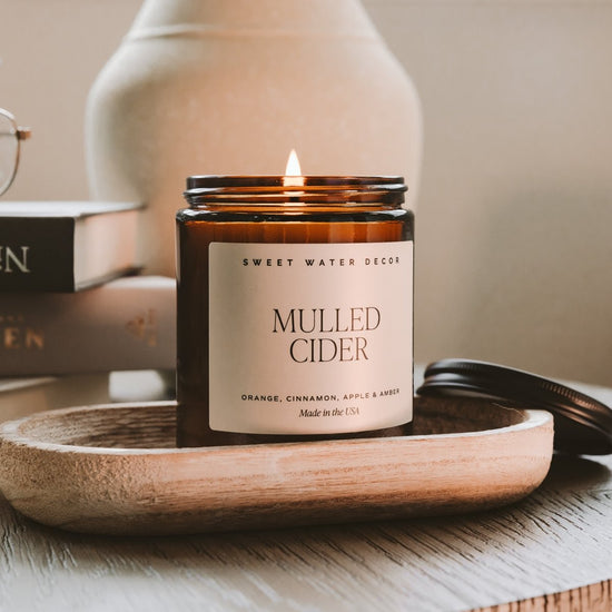 Sweet Water Decor Mulled Cider Soy Candle - Amber Jar - 9 oz - lily & onyx