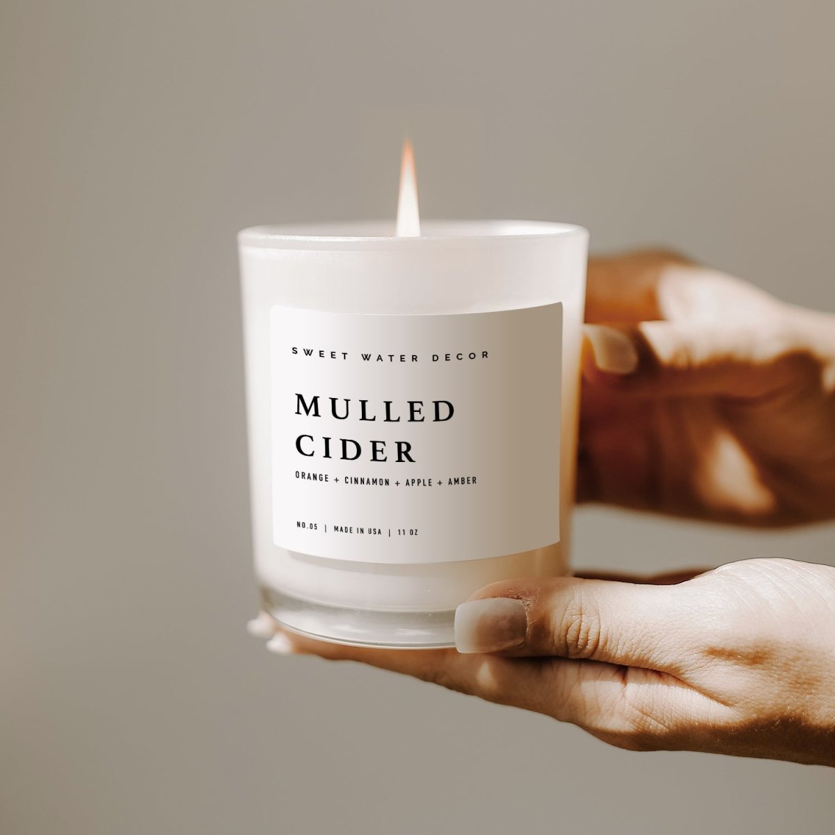 Sweet Water Decor Mulled Cider Soy Candle - White Jar - 11 oz - lily & onyx