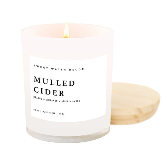 Sweet Water Decor Mulled Cider Soy Candle - White Jar - 11 oz - lily & onyx