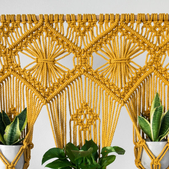 I Would Rather Knot Mustard Yellow Triple Plant Hanger - lily & onyx