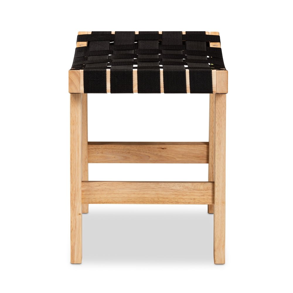 
                      
                        Baxton Studio Nahla Rustic Mid Century Modern Black And Oak Brown Finished Wood Accent Bench - lily & onyx
                      
                    