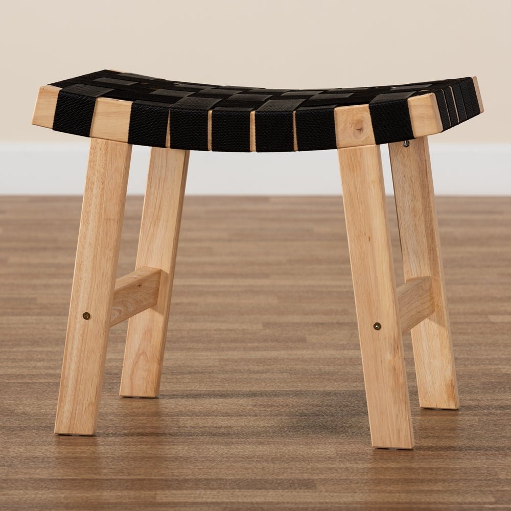 
                      
                        Baxton Studio Nahla Rustic Mid Century Modern Black And Oak Brown Finished Wood Accent Bench - lily & onyx
                      
                    