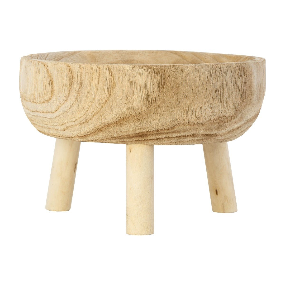 Sagebrook Home Natural Paulownia Wood Bowl With Legs, 11" - lily & onyx