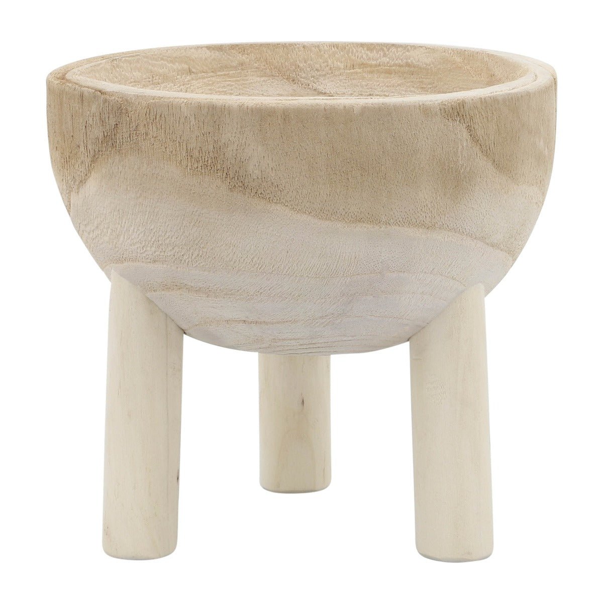 Sagebrook Home Natural Paulownia Wood Bowl with Legs, 8" - lily & onyx