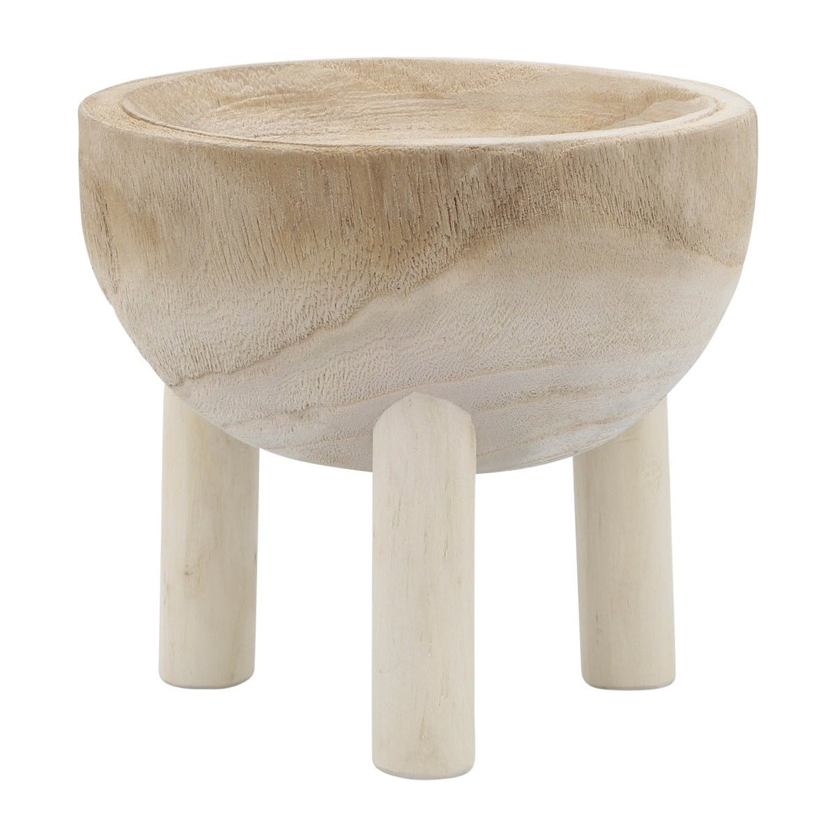 Sagebrook Home Natural Paulownia Wood Bowl with Legs, 8" - lily & onyx