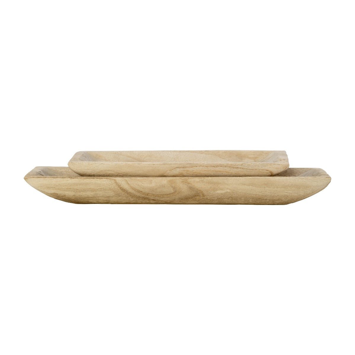 Load image into Gallery viewer, Sagebrook Home Natural Paulownia Wood Curved Rectangular Tray, Set of 2 - 15&amp;quot;/20&amp;quot; - lily &amp;amp; onyx
